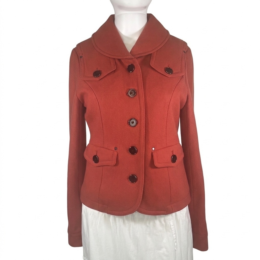Tulle Rust Wool Blend Button Front Pea Coat Jacket Tailored Preppy VTG Y2K Sz S